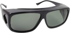 Sunglasses with Black and Polarized Grey Lens Fits Over Glasses