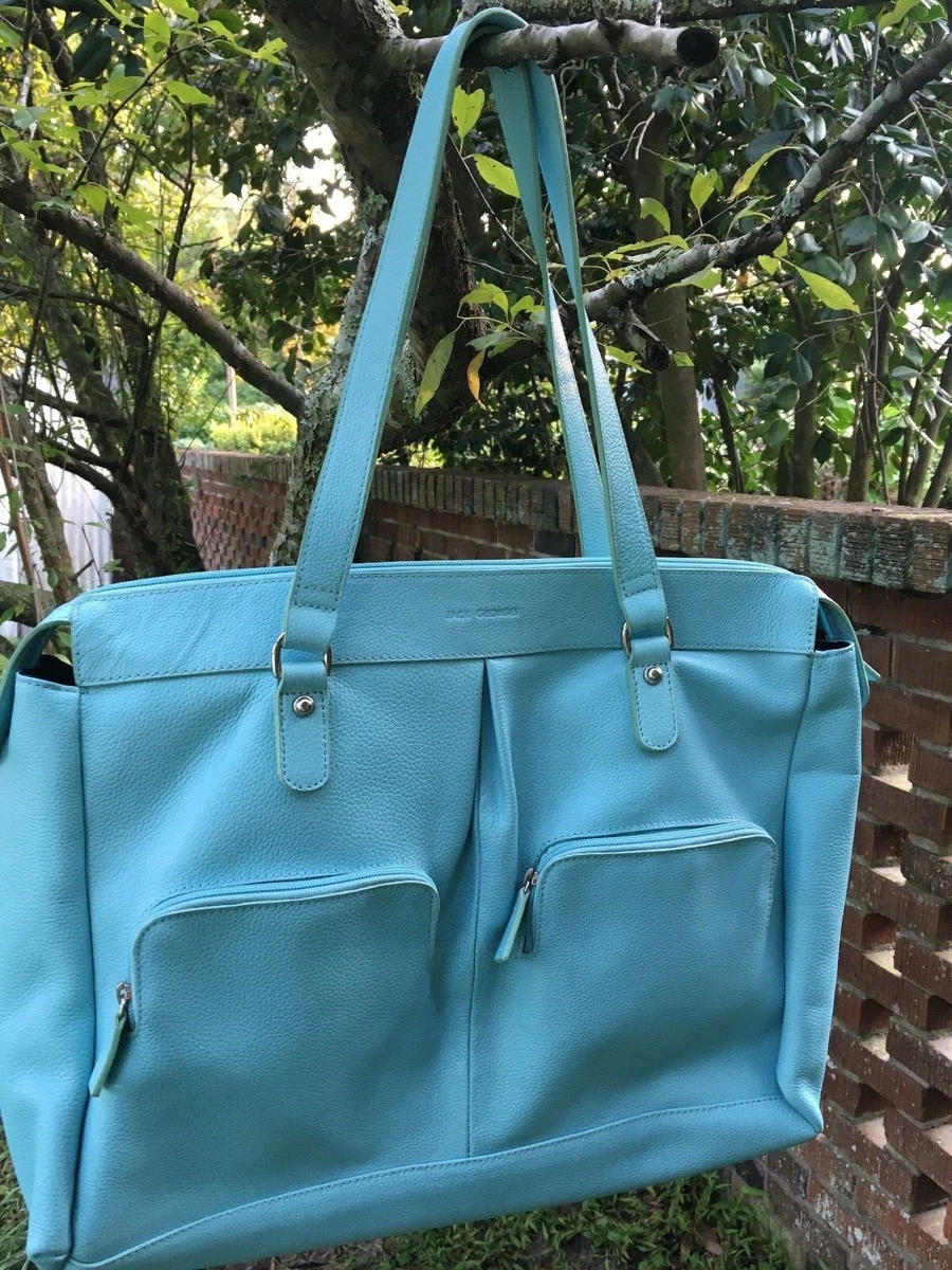 Sky Blue Leather Messenger Bag for Women Laptop Bag Woman 