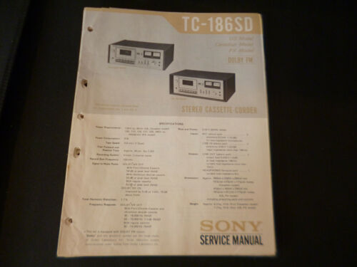 Original manuel d'entretien schéma Sony TC-186SD - Photo 1/1