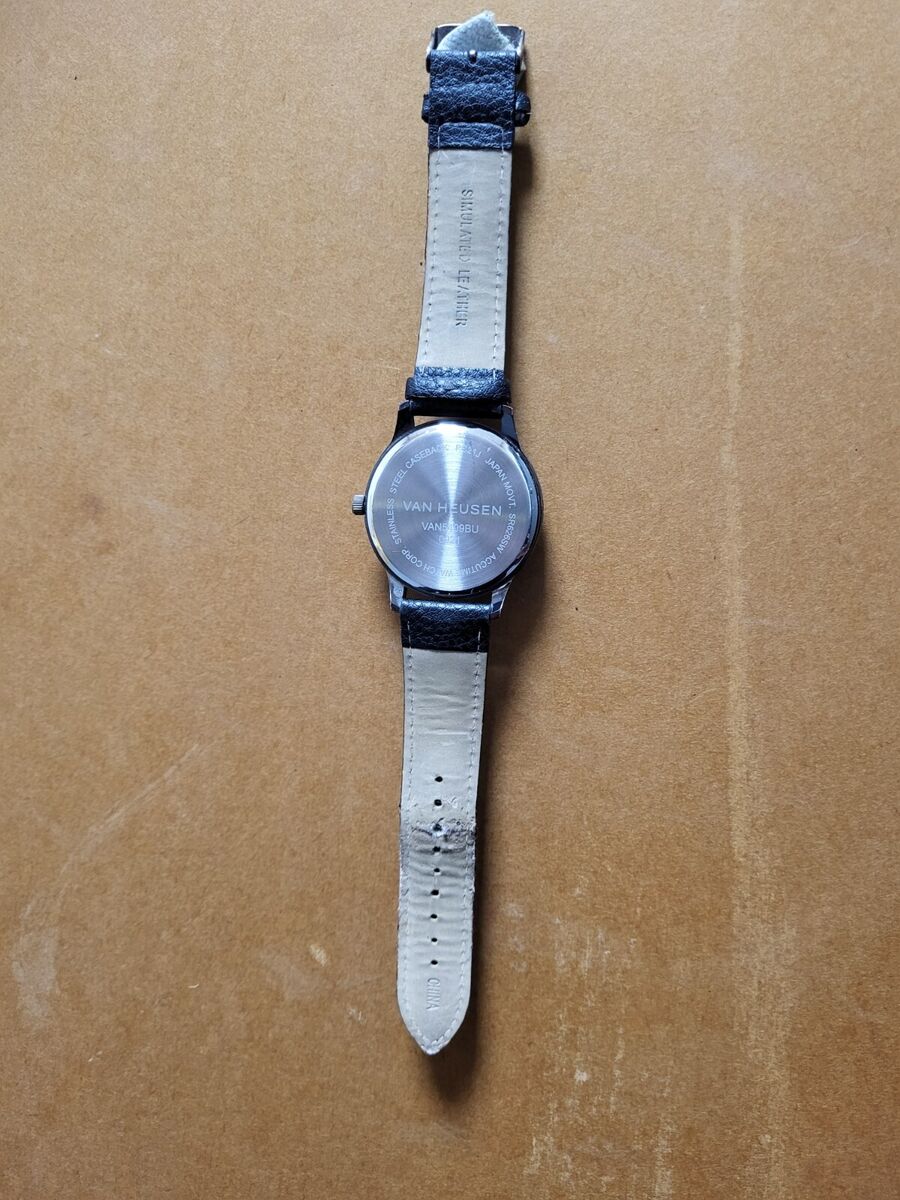 Van Heusen Mens Luxury Black Diamond Watch Simulated Leather Van Heusen Mens Luxury Black Diamond Watch Simulated Leather