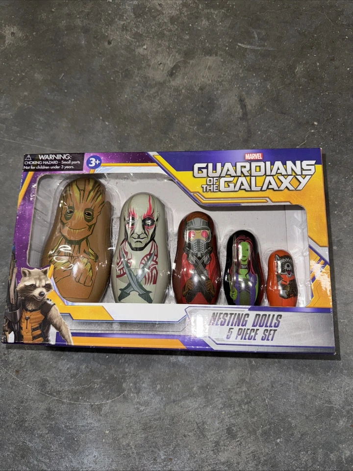 Muñecas de anidación Marvels Guardianes de la Galaxia 5 piezas Groot Drax Gamora Rocket Foto 2 de 3