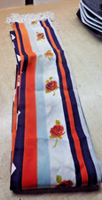 VTG HANDMADE COTTON SCARF 72" ORANGE BLUE FRINGED ROSES EXCELLENT