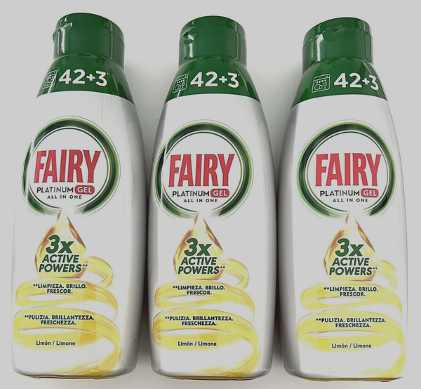 Fairy Platinum Gel Zitrone, GeschirrspüLmittel, 3 X 45(135) WaschgäNge Neu-image