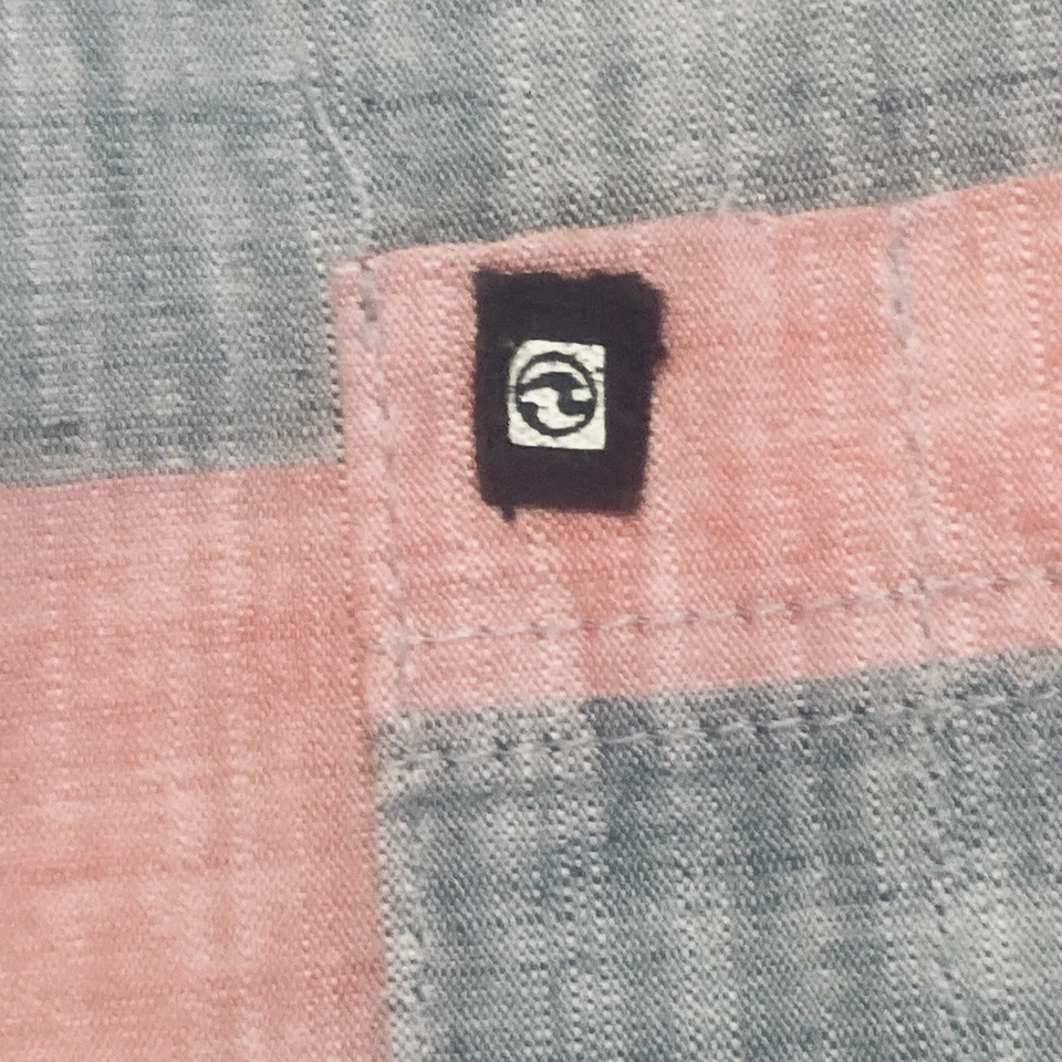 Ocean Current Men's LS Peach Gray Striped 100% Cotton Chambray Shirt Sz XL - Image 4 of 4