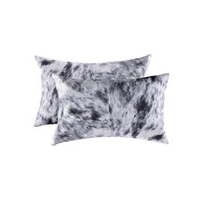 Set of Two 12 X 20 Black and White Cowhide Throw Pillow