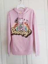 Peanuts SNOOPY Dancing Hoodie Sweatshirt - Pink - Womens SMALL - NEW