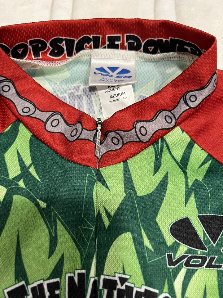 Camiseta Voler Cycling 3 bolsos zíper completo 2007 Cool Breeze Century feminina média - Imagem 2 de 4