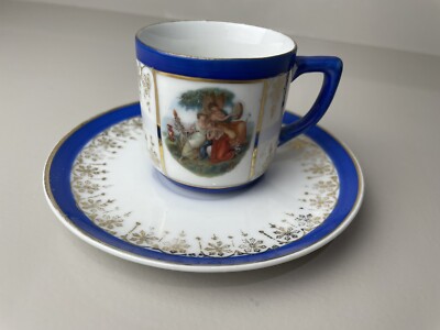 Vtg 1960s Bremer & Schmidt Demitasse Cobalt Blue Cup and Saucer