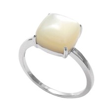 925 Sterling Silver Domed Square Freshwater Pearl Ring Size 5-9