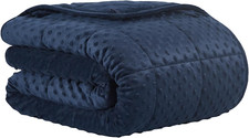 Premium Glass Bead Weighted Blanket - 20lbs Blue Velvet for Comfort Sleep