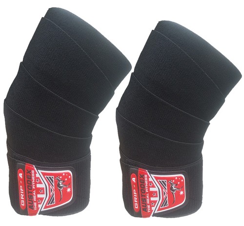 Weight Lifting KNEE WRAP BodyBuilding Gym Training Support Leg and wrist wraaps - Picture 3 of 3