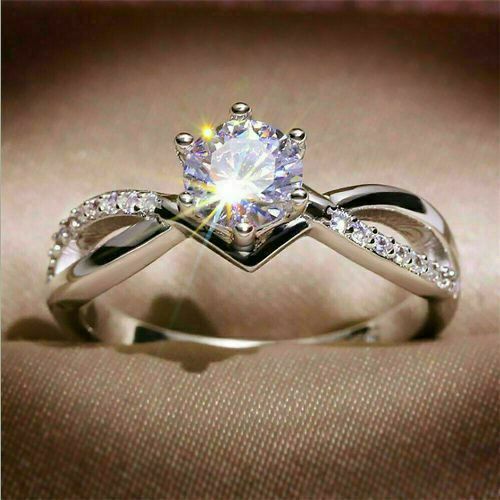 14K White Gold Over 2.20 CT Round Lab Created Diamond Engagement Wedding Ring - Picture 1 of 4