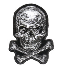 4" SCRATCH SKULL CROSS BONES BIKER MOTORCYCLE EMBROIDERED PATCH