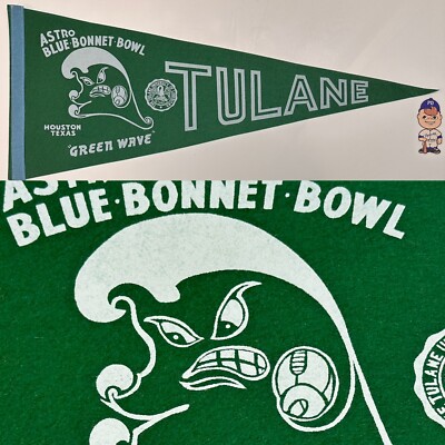 Vintage Tulane Green Wave New Orleans University Pennant 12x29