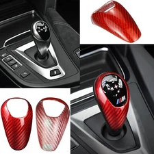 Red Real Carbon Fiber Handle Gear Shift Knob Cover Fits 12-19 F06 F12 F13 M6