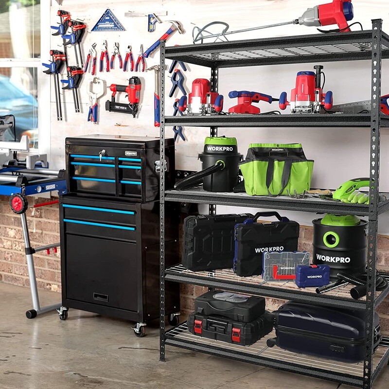 5-Tier Heavy Duty Storage Rack - 71" Tall, Powder Coated Steel & MDF Boards, 110x45cm Shelves, For Garage, Warehouse, Commercial Use
