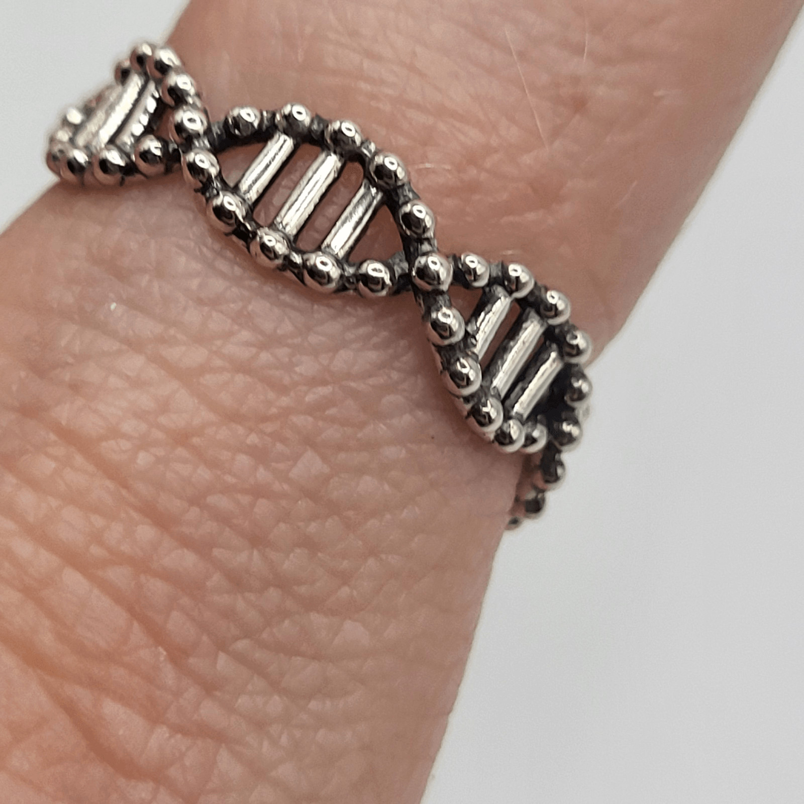 Sterling Silver Signed DNA Adjustable Ring - image 1