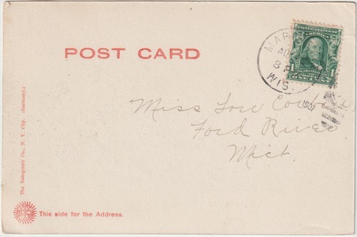 Postcard 1907 Lake Side Inn, Marinette, Wisconsin Handcolored Rotograph Co. - Picture 2 of 2
