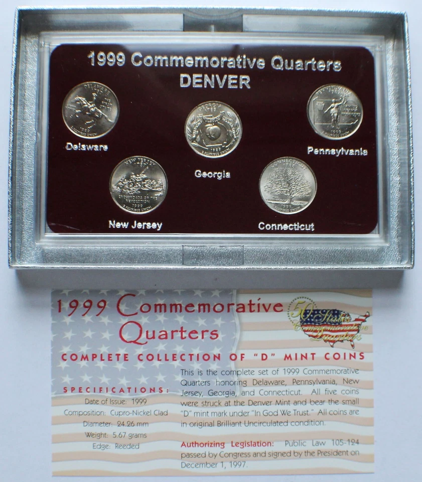 1999 - 2001 50 States Commemorative Quarters, Denver/Philly/Gold Edition, 9 Sets - Image 3 of 4