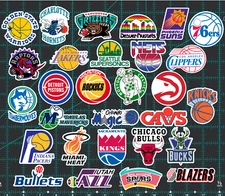 29 Retro 80's/90's NBA Logo Sticker Pack - Clear, Holographic, or White - Lakers