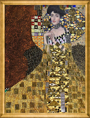クラシック女性像 絵画 金色フレーム poster print for glass frame Gustav Klimt woman in gold Vintage