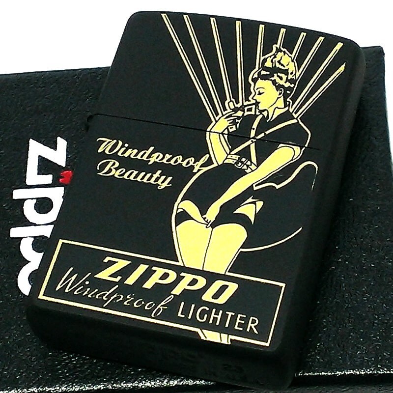 ZIPPO Oil Lighter Windy Wind Proof Lady Matte Black Yellow Regular