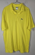 FREE SHIPPING - Lacoste Shirt Mens 2XL Yellow Polo Crocodile S/S Casual Cotton 7