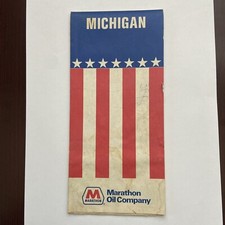 Vintage Original Michigan Road Map Marathon Oil 1975 Edition Nice!👀