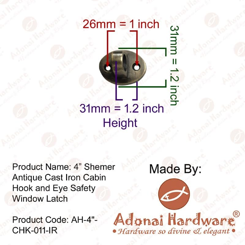 "Shemer Antique Cast Iron Cabin Hook and Eye Safety Window Latch (Matte