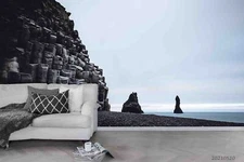 3D Mountain Stone Sea Sky Self-adhesive Removeable Wallpaper Wall Mural1 2193