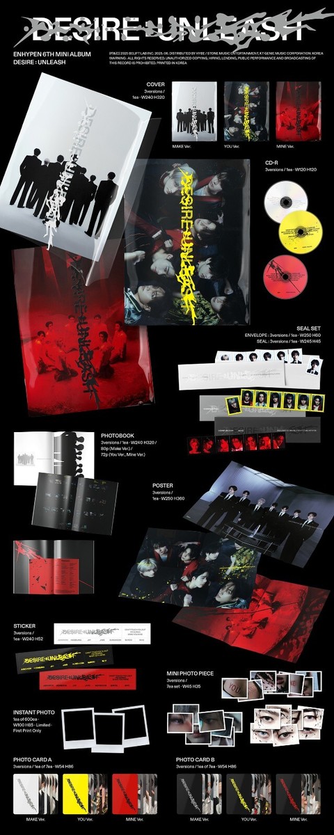 ENHYPEN DESIRE : UNLEASH 6th Mini Album Photobook 3 Ver Set