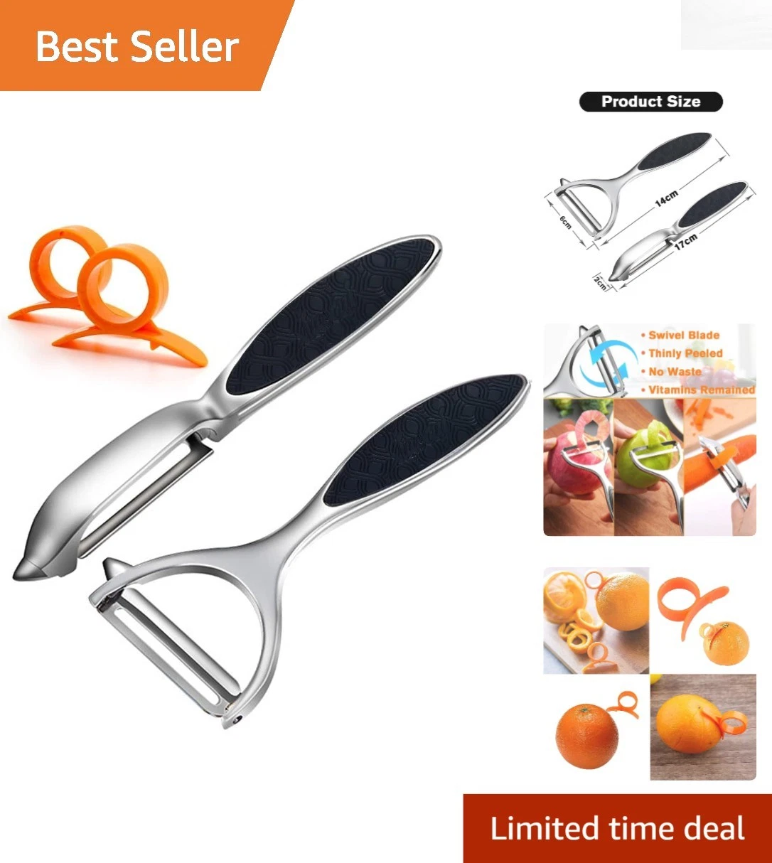 Effortless Kitchen Peeler Set: Fruit & Vegetable Peeler with Citrus Accessories