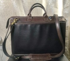 Jack Georges Vintage Two Tone Top Zip Leather Briefcase Laptop Messenger Bag