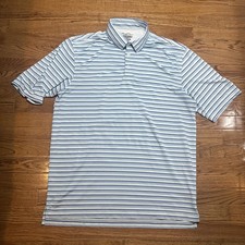 Straight Down Polo Shirt Mens Large Striped Performance Golf Lightweight Breatha