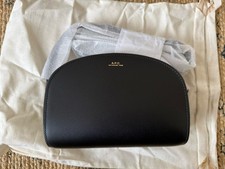 A.P.C. Black Demi Lune Mini Vegetable Tan Leather Apc Cross Body Bag Brand New