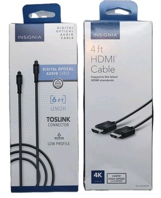 Lot of 2 Insignia Cables HDMI 6ft Digital Optical Audio Cable