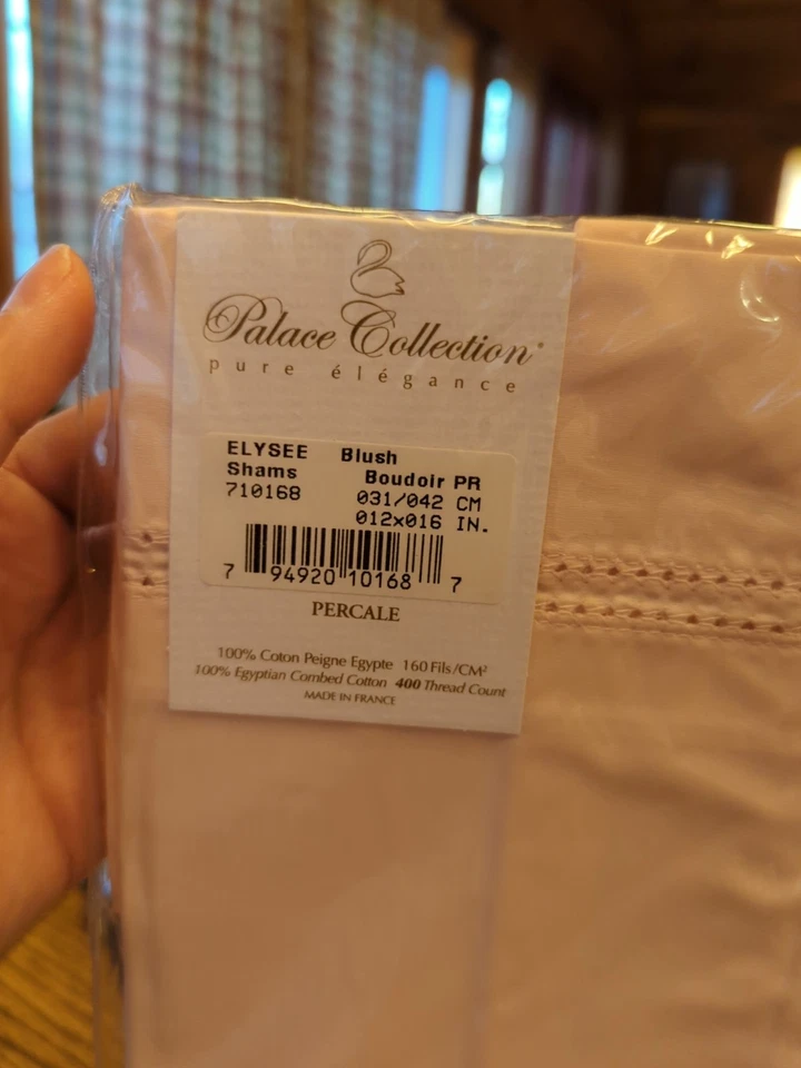 Pair New Yves Delorme Paris Boudoir Shams Elysee Blush Pink Embroidered Pretty! - Image 2 of 4