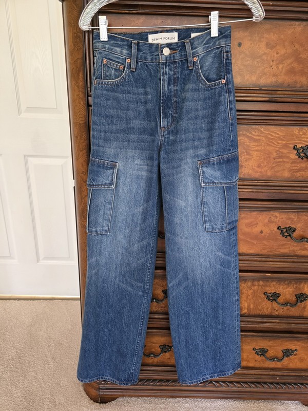 ARITZIA Denim Forum Blue Cargo The Farah Hi-Rise Wide Jeans 23 New! ❤️