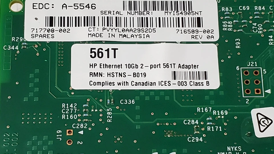 HP 561T 10GB Dual Port RJ-45 Network Adapter 716589-002 717708-002 Full Height - Image 4 of 4