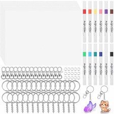 87 PCS Shrinky Plastic Sheets Kit, Including 15 Sheets Shrinky Art Paper, Acr...