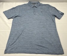 Travis Mathew Polo Shirt Mens 2XL Blue Golf Stretch Performance Heathered - Read