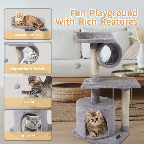 US01H Cute Cat Tree Kitten Cat Tower for Indoor Cat Condo Sisal Scratching Po... - Picture 5 of 6