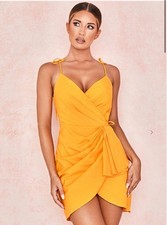 House Of Cb Carolina Mango Orange Strappy Wrap Dress Size Medium