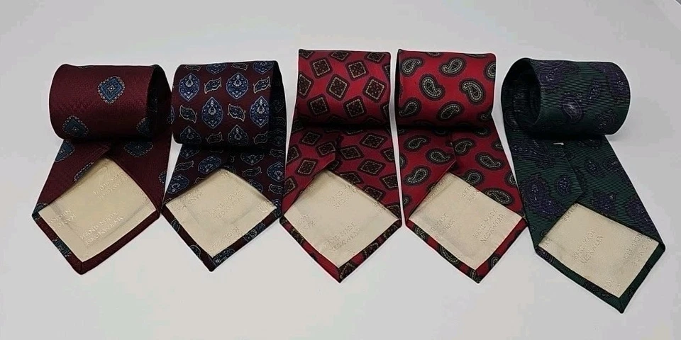 TOM JAMES Men's 100% Silk Neckties (5) USA Geometric Paisley Multicolor 58X3.5 - Image 2 of 4