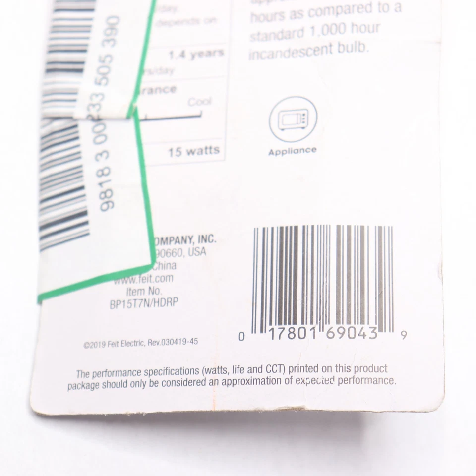 Feit Electric Appliance Light Bulb Dimmable Soft White 15W BP15T7N/HDRP - Image 3 of 4