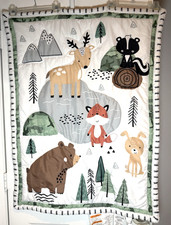 The Peanutshell Woodland Camo Baby Crib Quilt/ Comforter Blanket Animals 28 X 39
