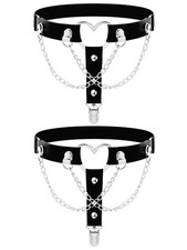 Thigh High Garter Belt Adjustable Rock Heart Gothic Leg Suspender Belts Rave ...