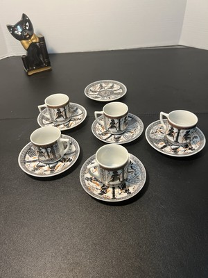 Greek 1960s 5 Sets Cup Saucer Girls Fetching Water British Museum Signed Vassil
