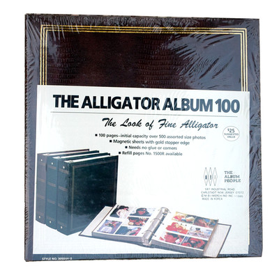 1985 Vintage The Alligator Album 100 #3050 Brown The Look of Fine Alligator, NEW
