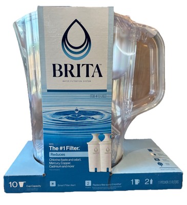 Brita Champlain 10 Cup Water Filter Pitcher & 2 Filters With SmartLight Reminder